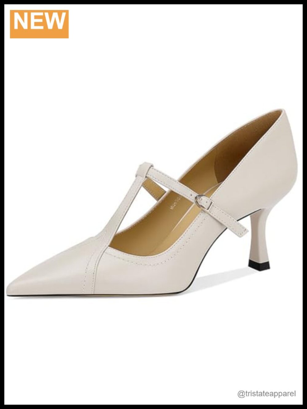 Formal Leather Kitten Heel Pumps Pointed Toe Ankle Strap T-Strap Wedding Work